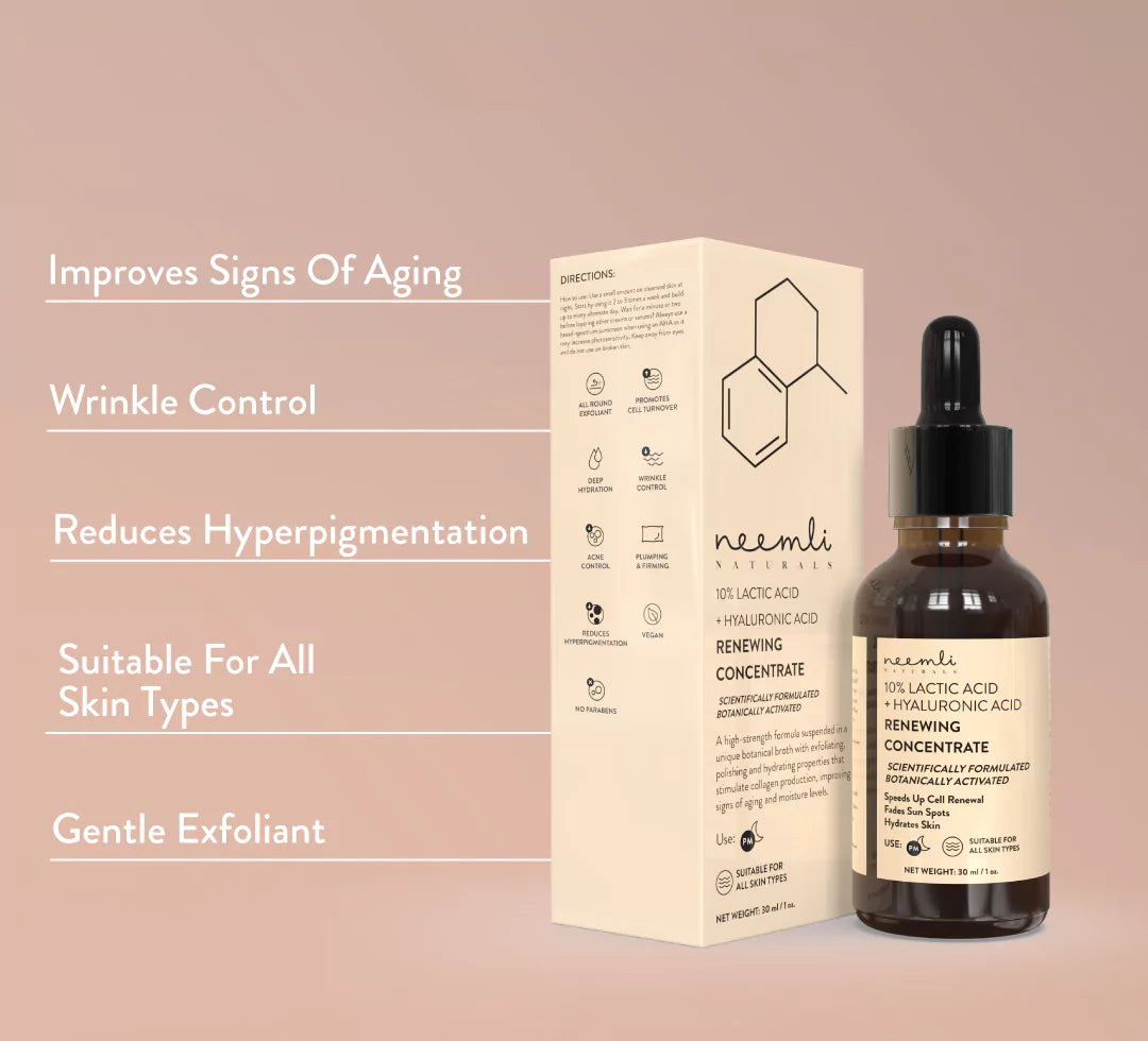10% Lactic Acid + Hyaluronic Acid ( Bright and Hydrated ) Renewing Concentrate (30ml)