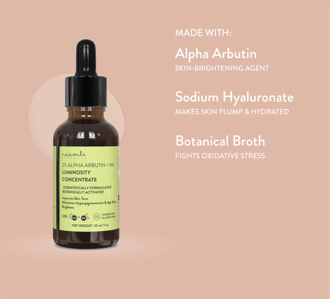2% Alpha Arbutin + Hyaluronic Acid (Pigmentation  and Brightening ) Luminosity Concentrate (30ml)